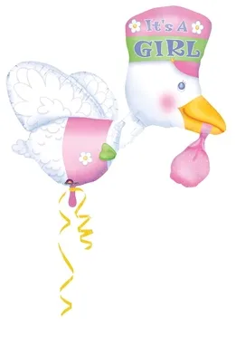 Baby Girl Stork Supershape-0